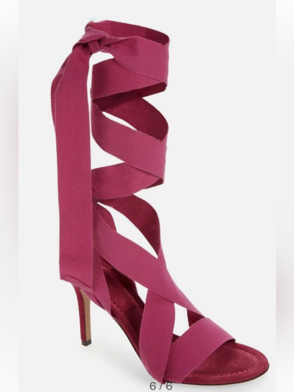 Isabel Marant Arieli Fuchsia Grosgrain Ankel-Wrap High Heel Suede Sandal size 39 - Picture 5 of 7